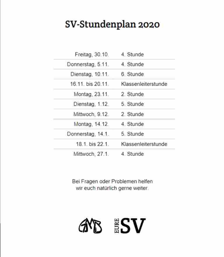 Vorschau von SV-Stundenplan 2020/21